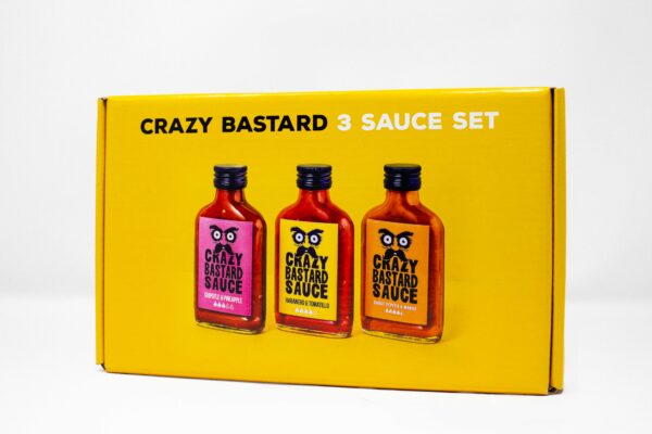 CRAZY BASTARD SAUCE POPULIARIAUSIAS — 3 PADAŽŲ RINKINYS